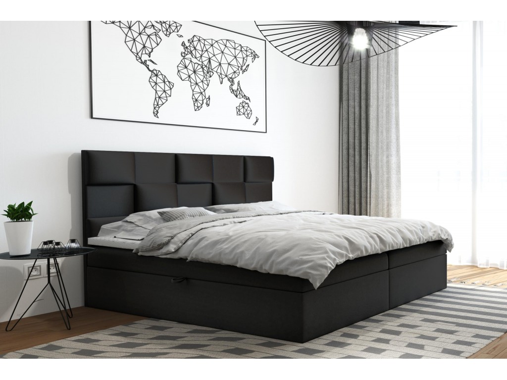 Łóżko kontynentalne 140x200 Czarne S3D