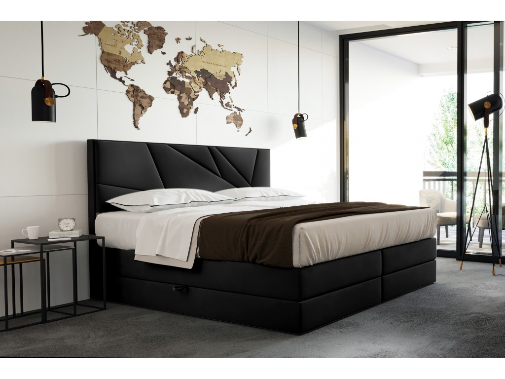 Łóżko kontynentalne 160x200 Czarne Verde Lux