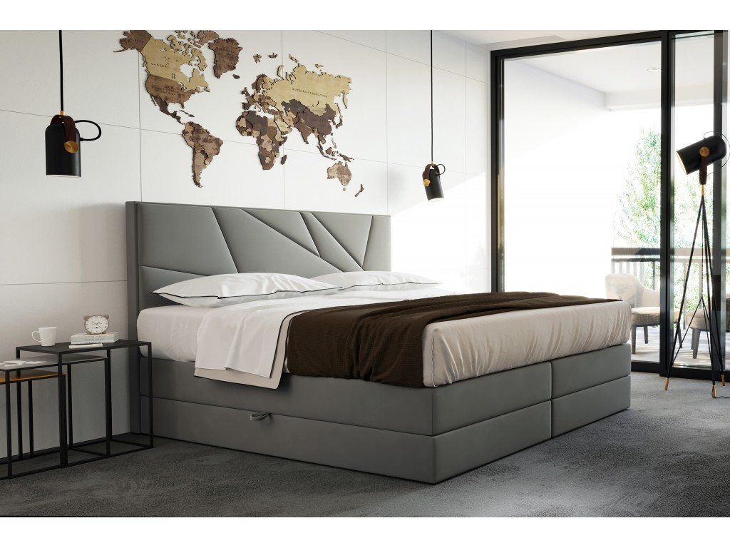 Łóżko kontynentalne Verde Lux 180x200 szare