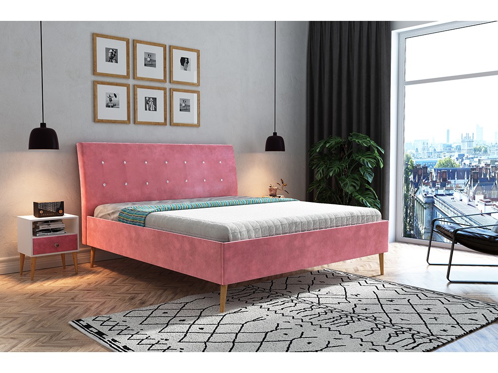 Łóżko tapicerowane Pablo 180x200 różowe