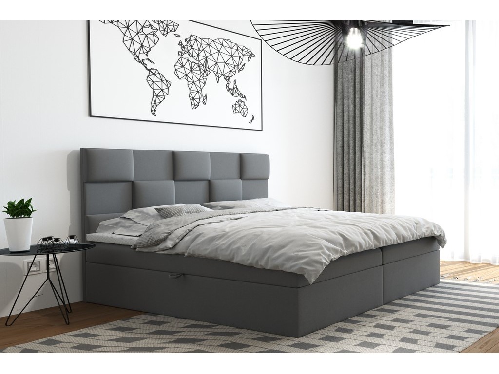 Łóżko kontynentalne S3D 160x200 szare
